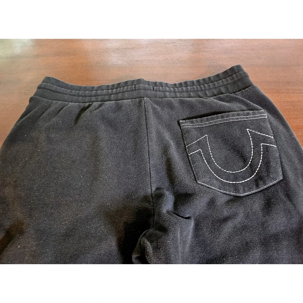True Religion Sweatpants Mens Large Black Horseshoe Logo Joggers